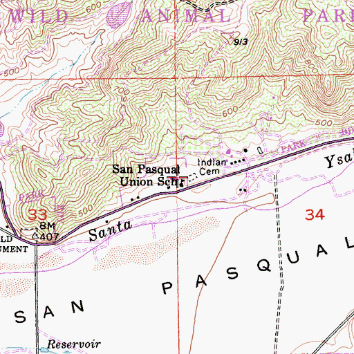 Topographic Map of San Pasqual Indian Cemetery, CA