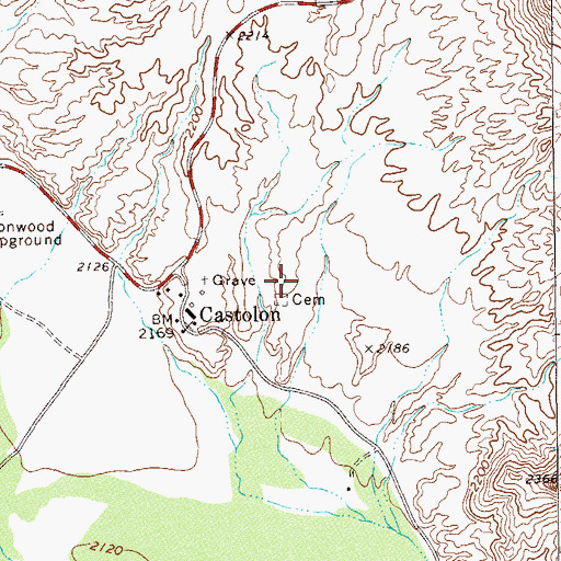 Topographic Map of Castolon Cemetery, TX