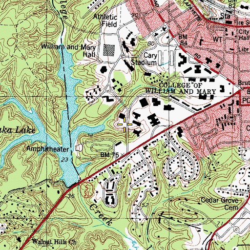 Topographic Map of College of William and Mary Police Department, VA