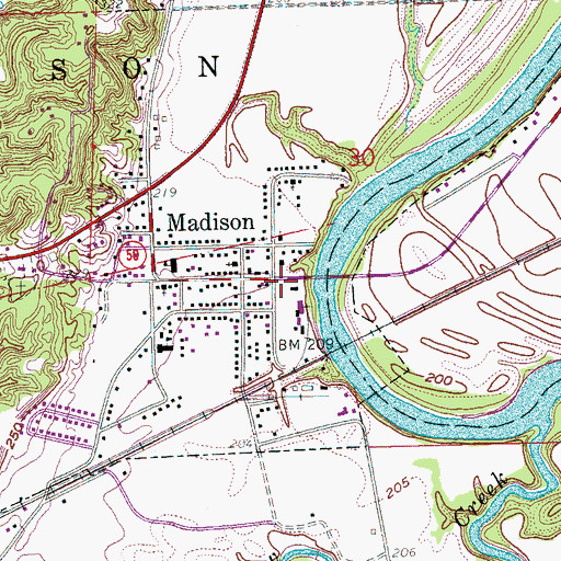 Topographic Map of Madison Post Office, AR