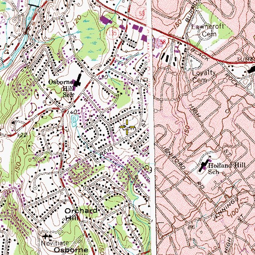 Topographic Map of B'nai Torah Cemetery, CT