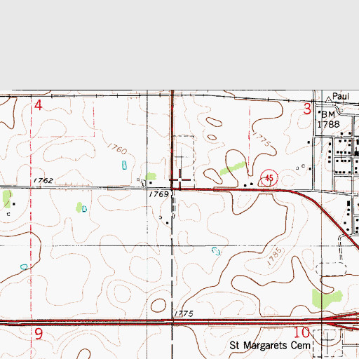 Topographic Map of Kimball Cemetery, SD