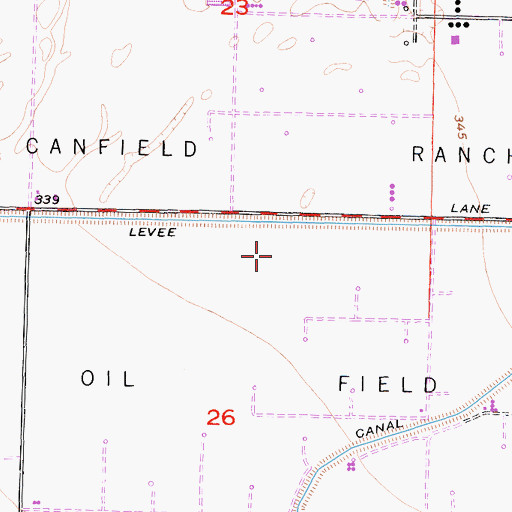 Topographic Map of Canfield Ranch Oil Field, CA