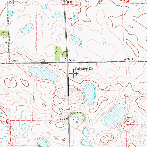 Topographic Map of Calvary Lutheran, SD