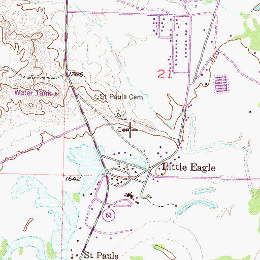 Topographic Map of Catholic Cemetery, SD