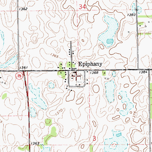 Topographic Map of Church of the Epiphany Catholic Cemetery, SD