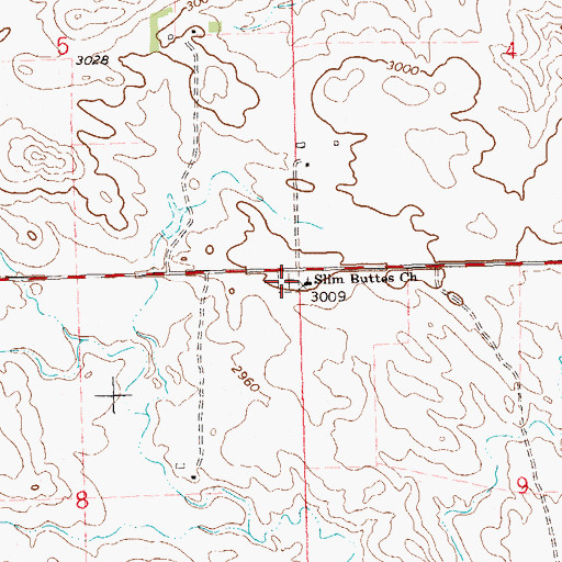 Topographic Map of Slim Buttes Cemetery, SD