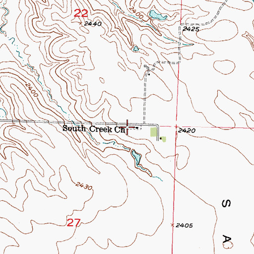 Topographic Map of South Creek Cemetery, SD