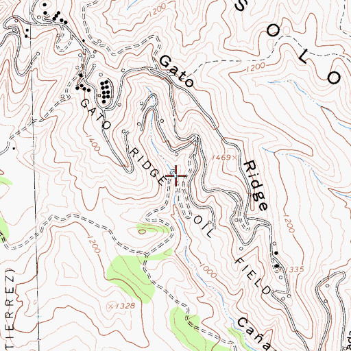 Topographic Map of Gato Ridge Oil Field, CA