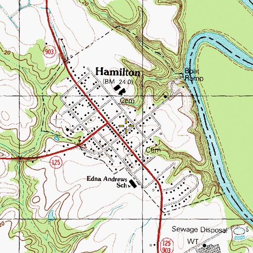 Topographic Map of Hamilton Post Office, NC