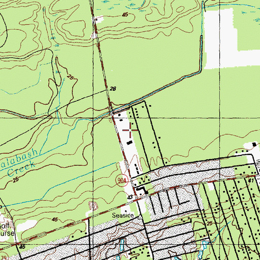Topographic Map of South Brunswick Post Office, NC