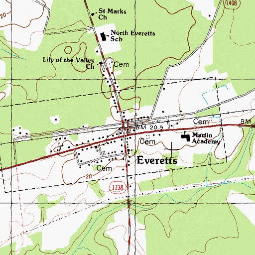 Topographic Map of Everetts Post Office, NC