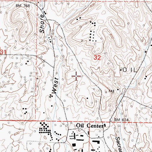 Topographic Map of Kern River Oil Field, CA