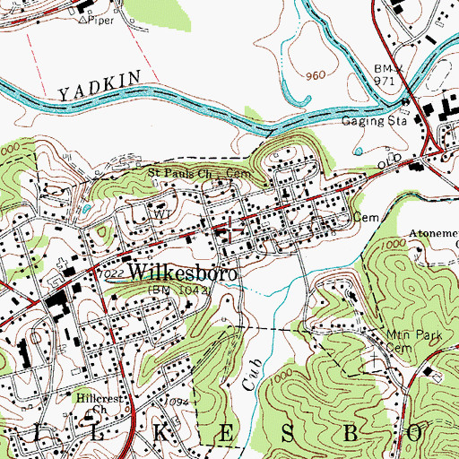 Topographic Map of Wilkesboro Post Office, NC