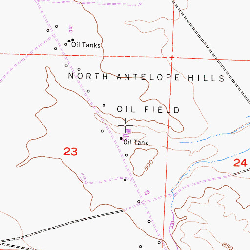 Topographic Map of North Antelope Hills Oil Field, CA