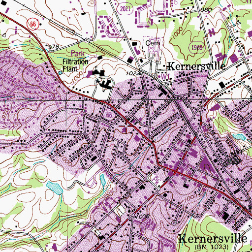Topographic Map of Kernersville Post Office, NC