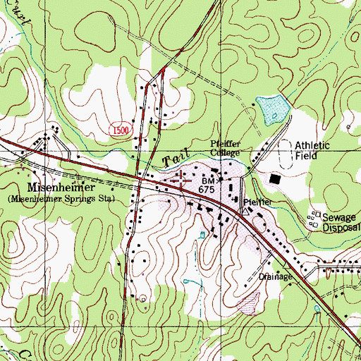Topographic Map of Misenheimer Post Office, NC