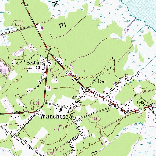 Topographic Map of Wanchese Post Office, NC