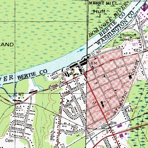 Topographic Map of Plymouth Post Office, NC