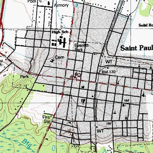 Topographic Map of Saint Pauls Post Office, NC