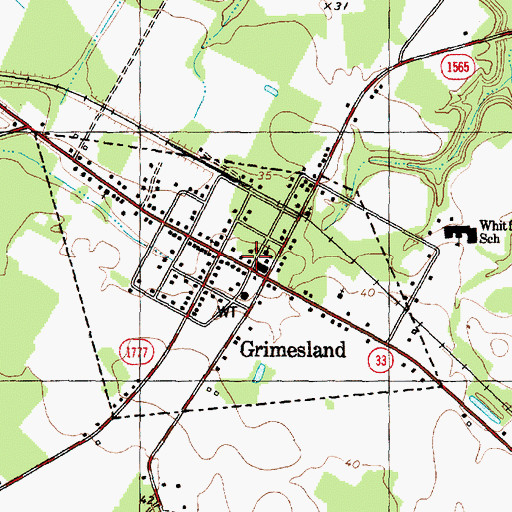 Topographic Map of Grimesland Post Office, NC