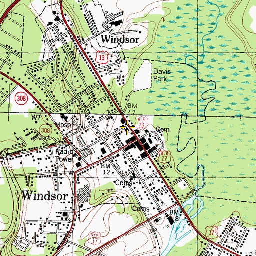 Topographic Map of Windsor Post Office, NC