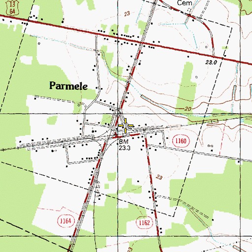 Topographic Map of Parmele Post Office, NC