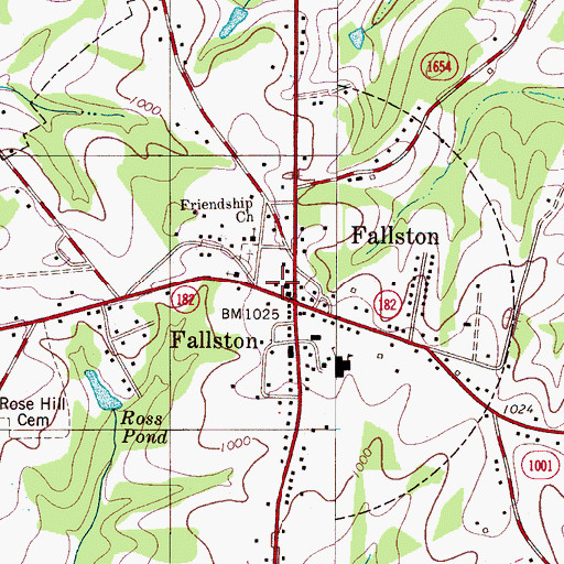 Topographic Map of Fallston Post Office, NC