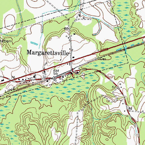 Topographic Map of Margarettsville Post Office, NC