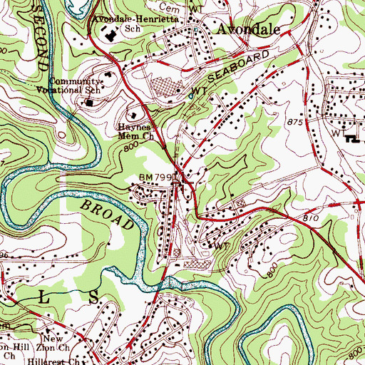 Topographic Map of Henrietta Post Office, NC