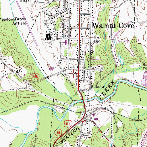 Topographic Map of Walnut Cove Post Office, NC