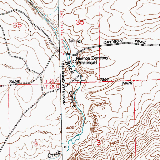 Topographic Map of Rock Creek Hollow Cemetery, WY