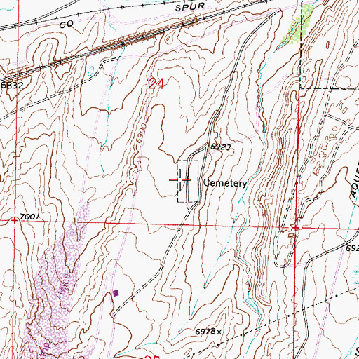 Topographic Map of Hanna Cemetery, WY