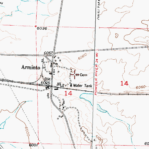 Topographic Map of Arminto Cemetery, WY
