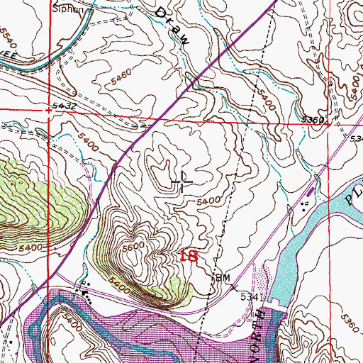 Topographic Map of Old Alcova Cemetery, WY