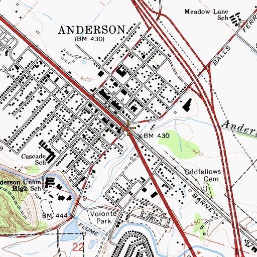 Topographic Map of Anderson, CA