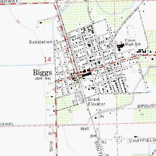 Topographic Map of Biggs, CA