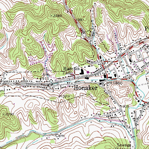 Topographic Map of Clark Cemetery, VA