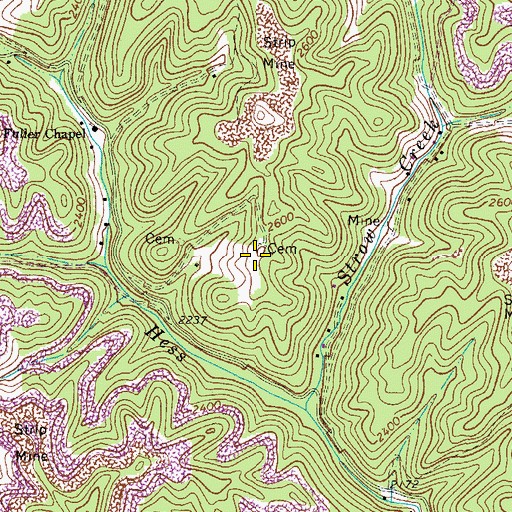 Topographic Map of Joshua Hess Cemetery, VA