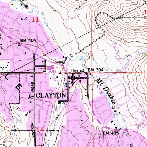 Topographic Map of Clayton, CA