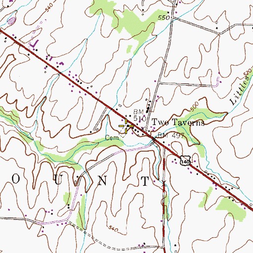 Topographic Map of Grace Lutheran Cemetery, PA