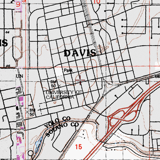 Topographic Map of Davis, CA