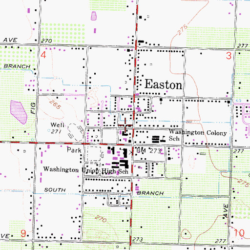 Topographic Map of Easton, CA