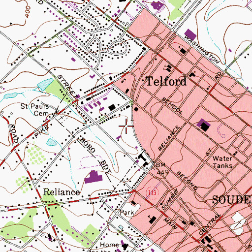 Topographic Map of Telford Post Office, PA