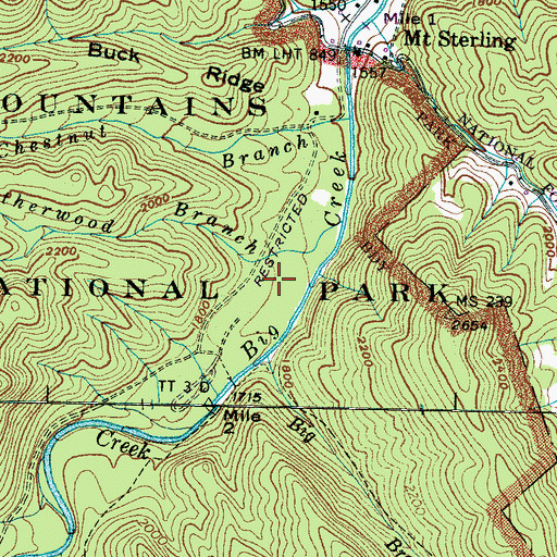 Topographic Map of Big Creek Horse Camp, NC
