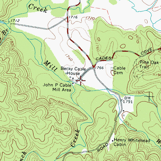 Topographic Map of Cades Cove Visitor Center, TN
