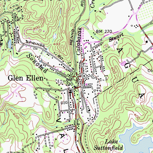 Topographic Map of Glen Ellen, CA
