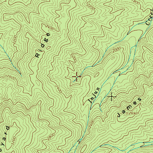 Topographic Map of Hat Rock Cemetery, TN