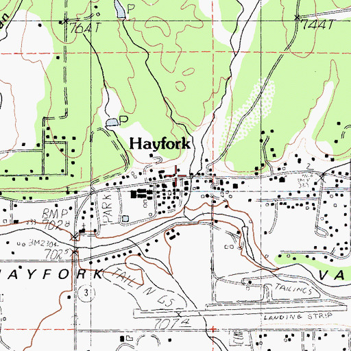 Topographic Map of Hayfork, CA