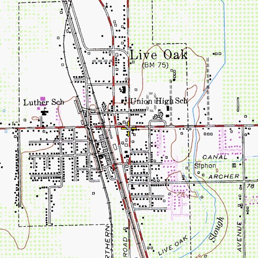 Topographic Map of Live Oak, CA